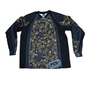 PCS Jersey Mens XL Black Camo Print Paintball Padded Pullover